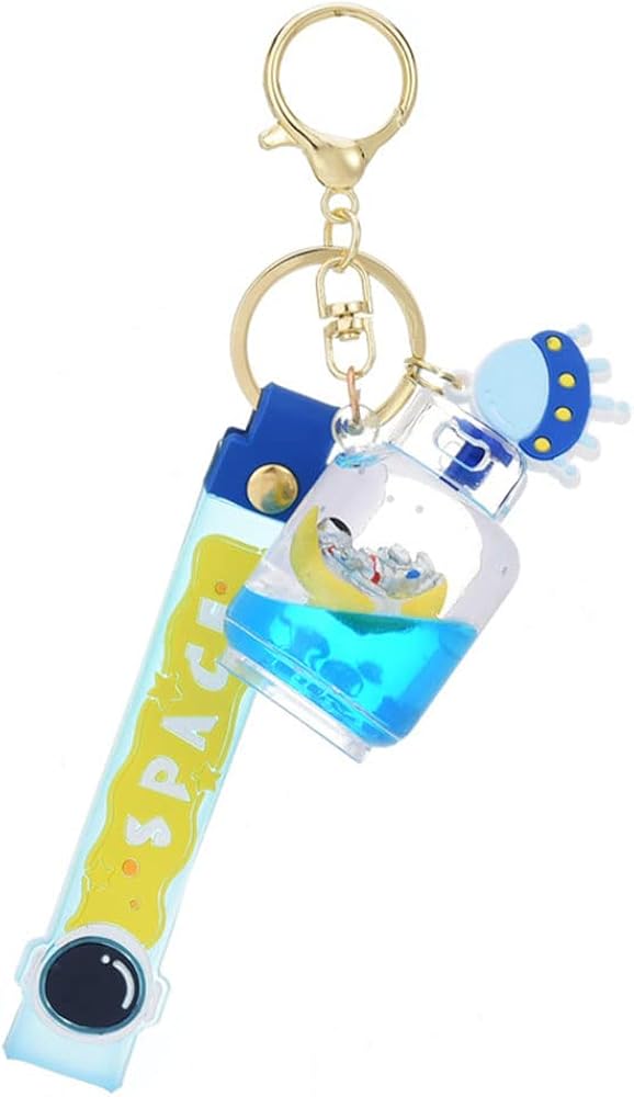 Amazon | オイルに浮かぶ宇宙人 アクリルキーホルダー ライトブルー 月