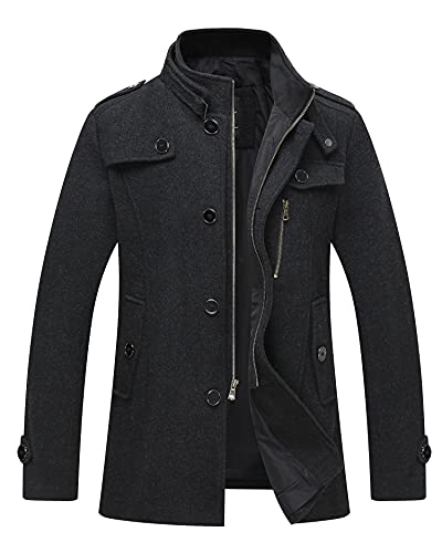 wantdo Men's Wool Melton Walking Coat Windproof Jacket Overcoat