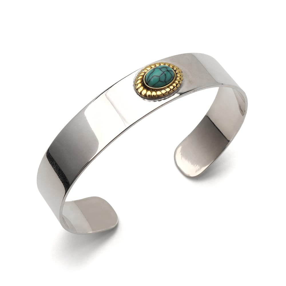 Amazon | [silver KYASYA]平打バングル ターコイズバングル シルバー