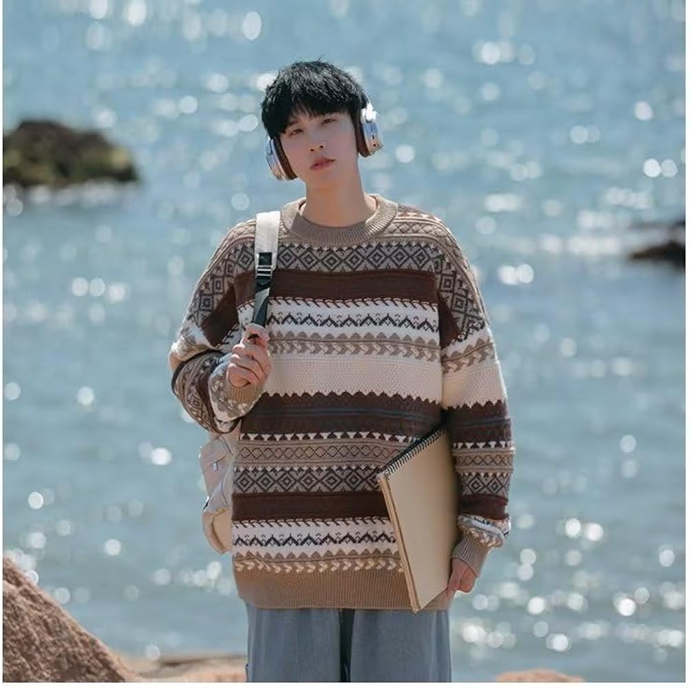 Amazon.com: Grunge Stripe Oversized Granpa Sweater for Men