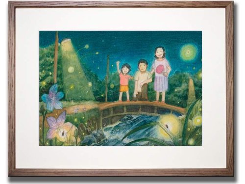 Amazon｜情景画 蛍（坂道なつ）〔アクリル画・水彩画〕/ 絵画 壁掛け