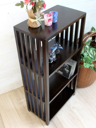 Amazon｜格子ウッドラック M ダークブラウン H89cm (OT-78)｜オープン