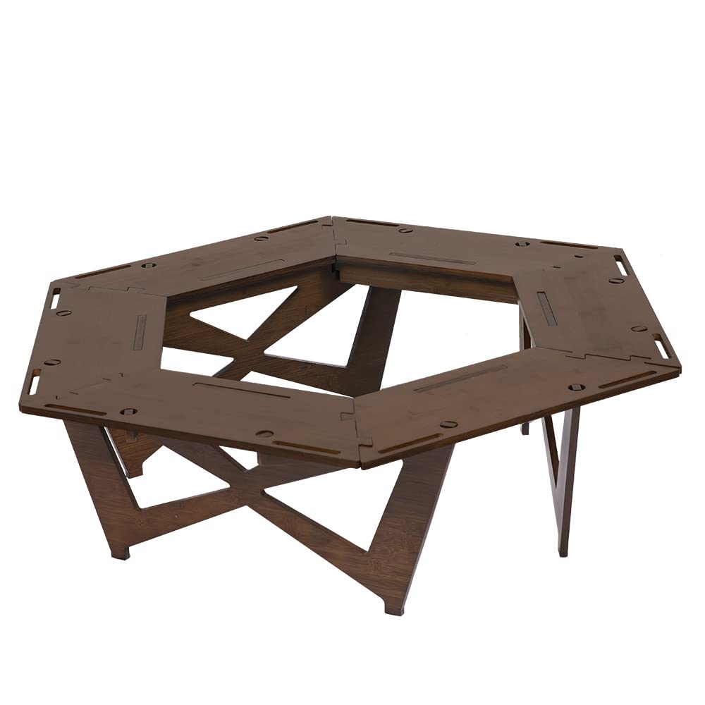 Amazon.co.jp: RcrCamp ヘキサゴンテーブル ブラウン ヘキサテーブル