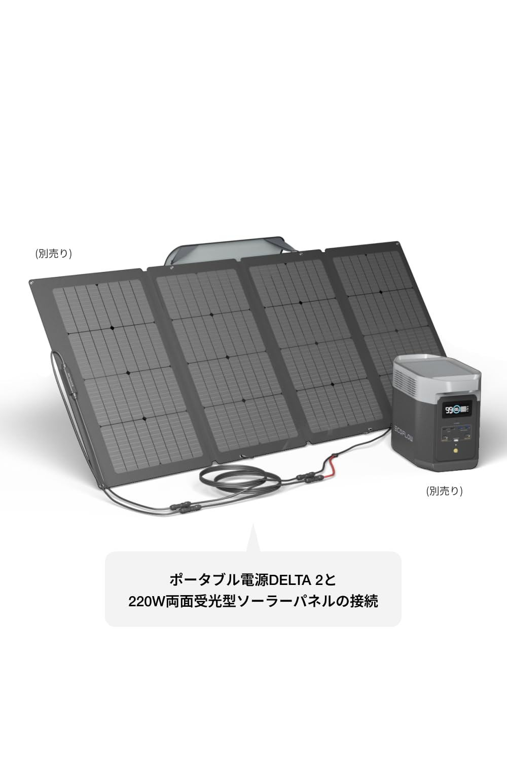 ecoflow エコフロー 220w両面受光型ソーラーパネル3m延長ケーブル付