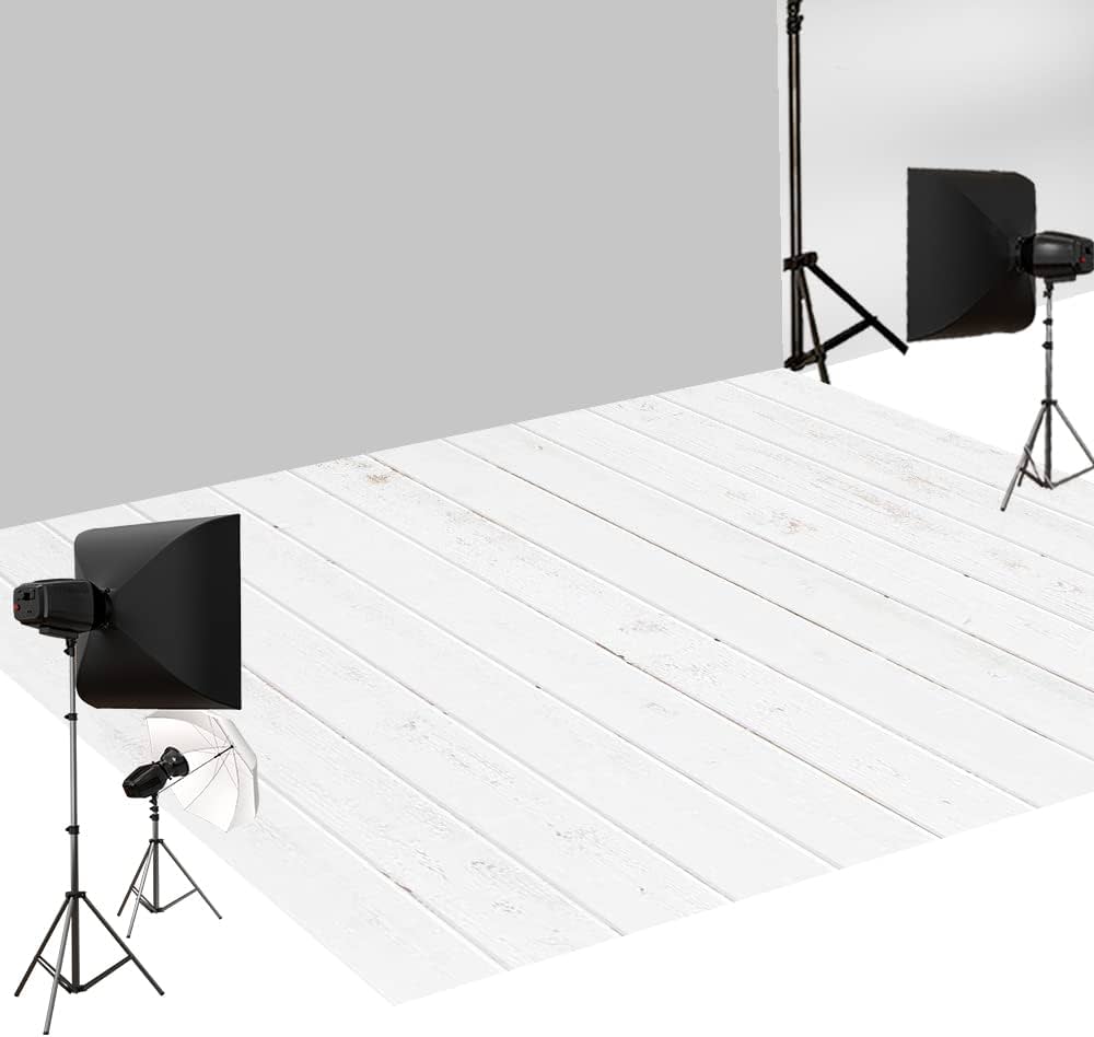 Amazon.co.jp: Kate 1.5x1.2m 白 木目 ラバーマット 写真用 ゴム製