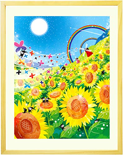 Amazon.co.jp: 絵画 インテリア ひまわり畑 太陽 「Sunny Day」 黄色い