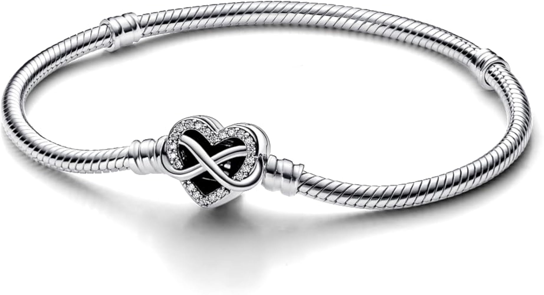 PANDORA Moments Sparkling Infinity Heart Clasp Snake Chain