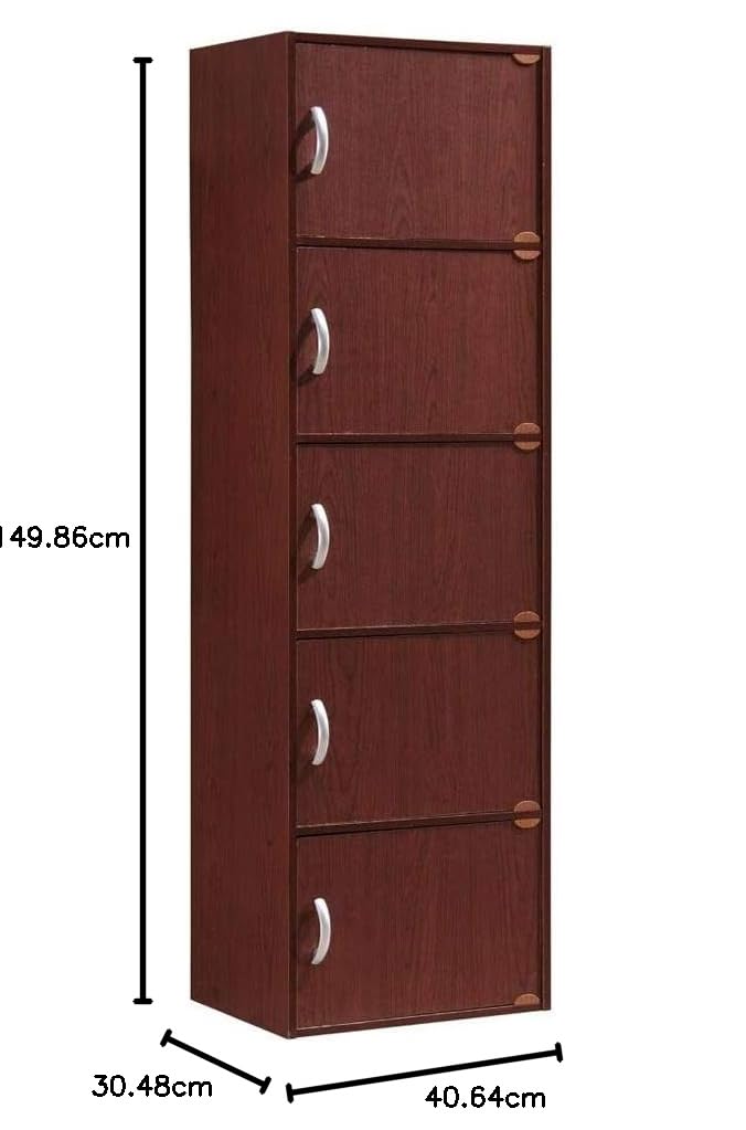 Amazon.co.jp: Hodedah 本棚 マホガニー 5段 5枚扉 【日本正規輸入品