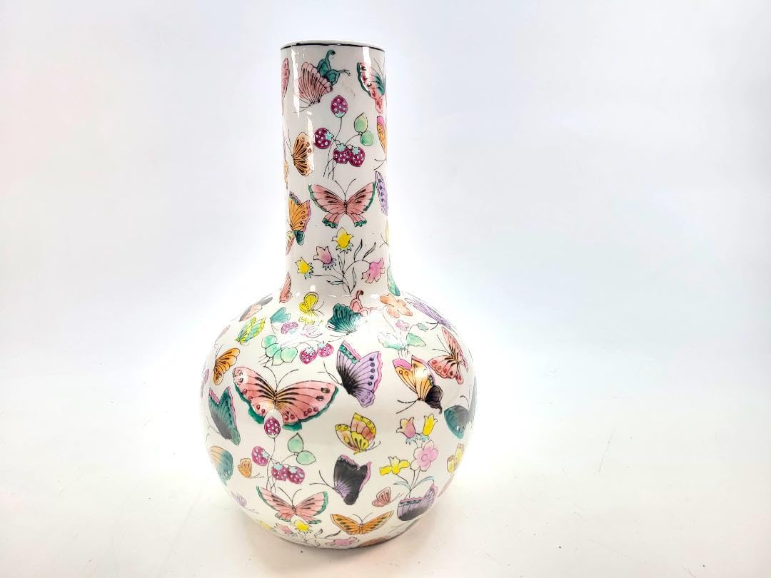 粉彩花瓶三本組 人物花鳥文様 色絵磁器 清朝様式 粉彩花瓶三本組 人物