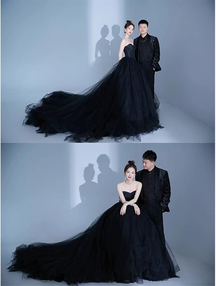 Amazon | [Fiveen] 前撮り ウェディングドレス シンプル 黒 前撮り