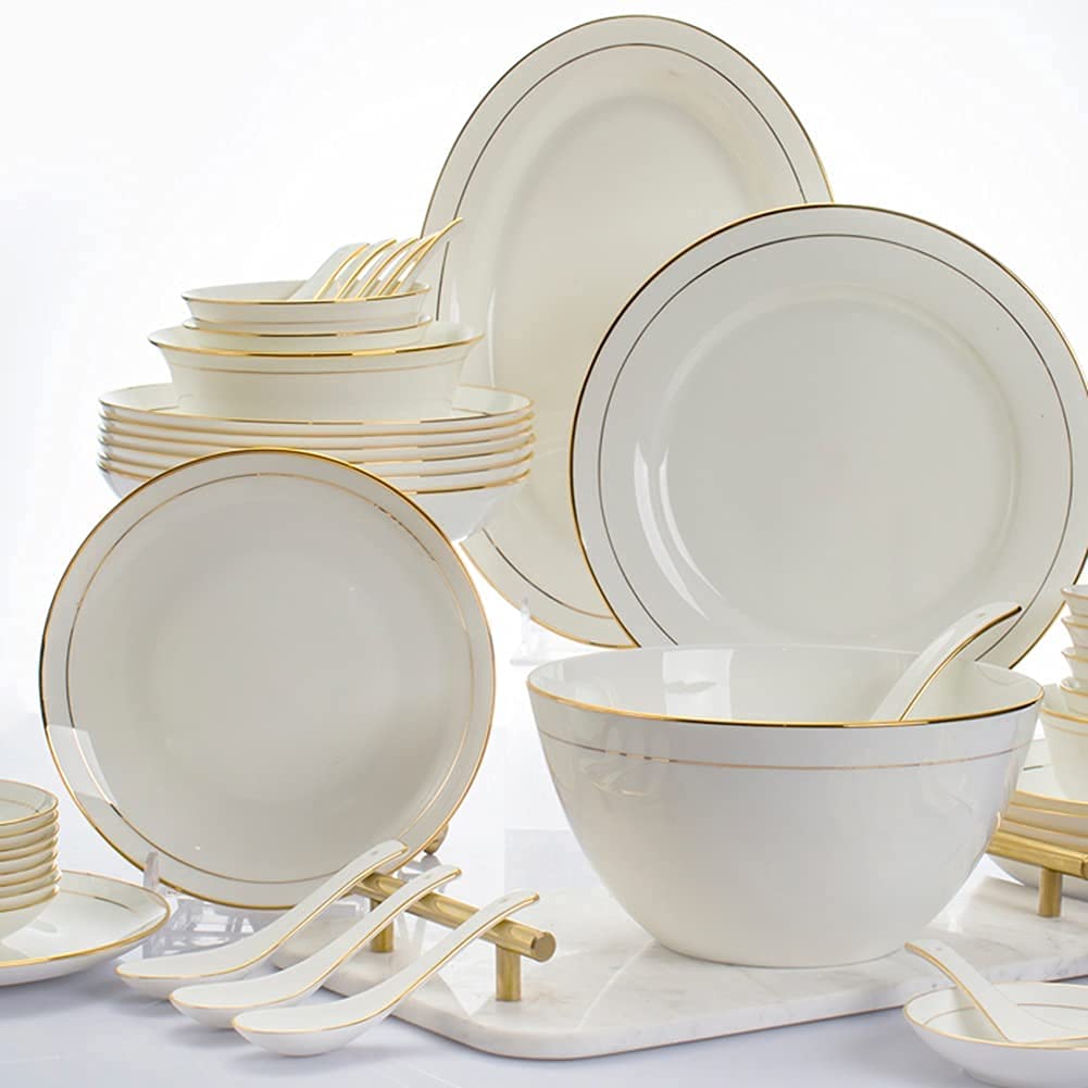 Amazon.co.jp: 32/58PCSセラミック食器セットボーンチャイナ食器皿