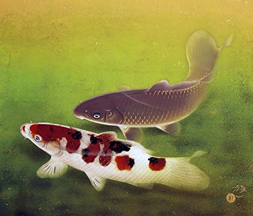 Amazon.co.jp: 太田龍一『双鯉』日本画 F10(10号) : ホーム＆キッチン