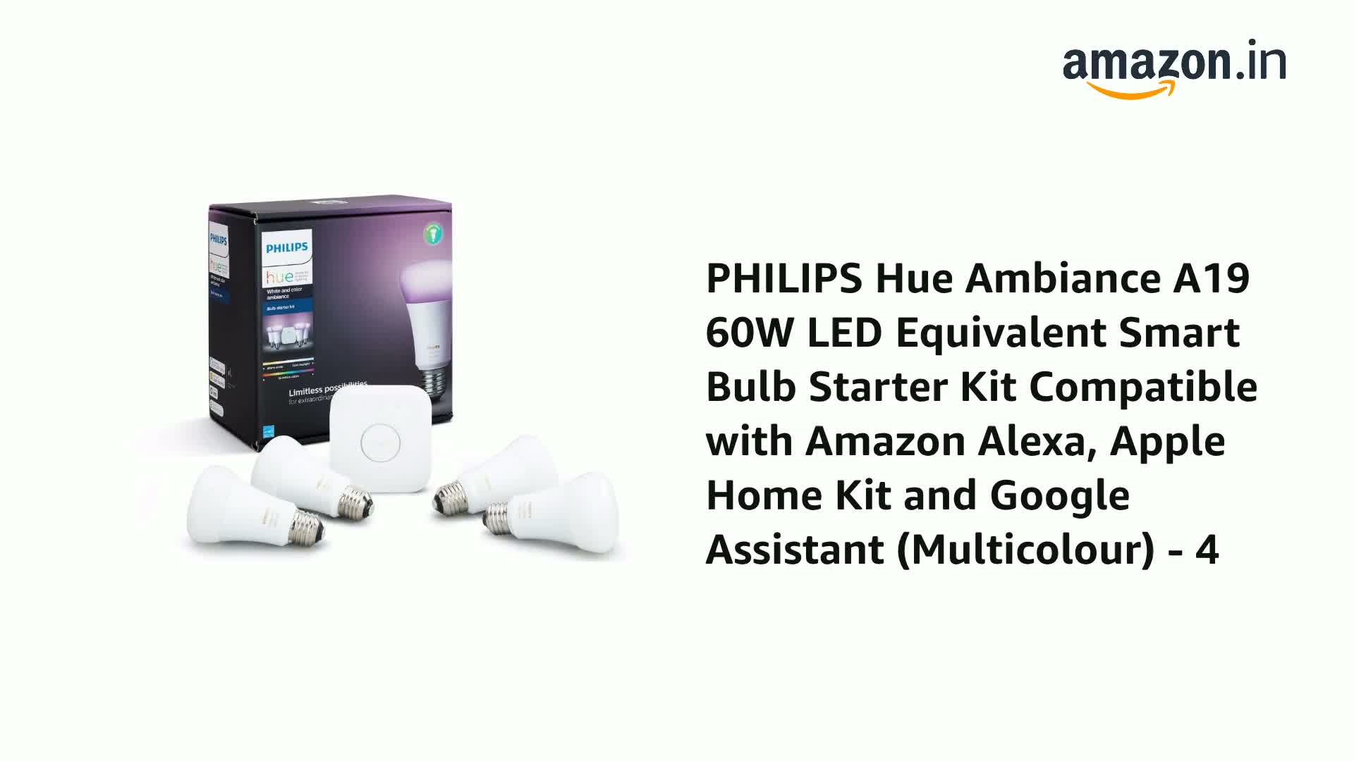Buy PHILIPS Hue Ambiance A19 60W LED Equivalent Smart Bulb Starter