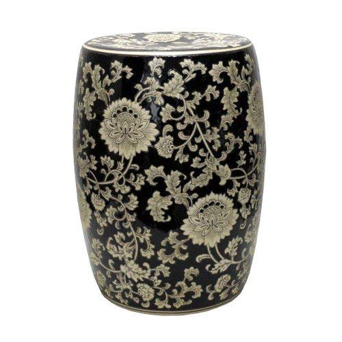 Amazon.co.jp: スツール 陶器製 花柄 陶磁器 花台 飾台 椅子 チェア 庭