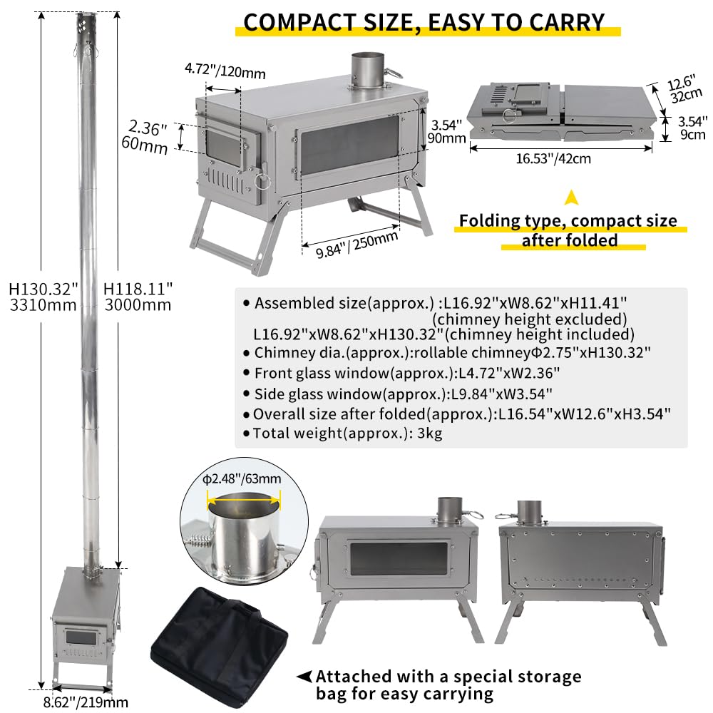 Amazon.co.jp: Soomloom チタン二次燃焼薪ストーブ 'Fiery 3.0