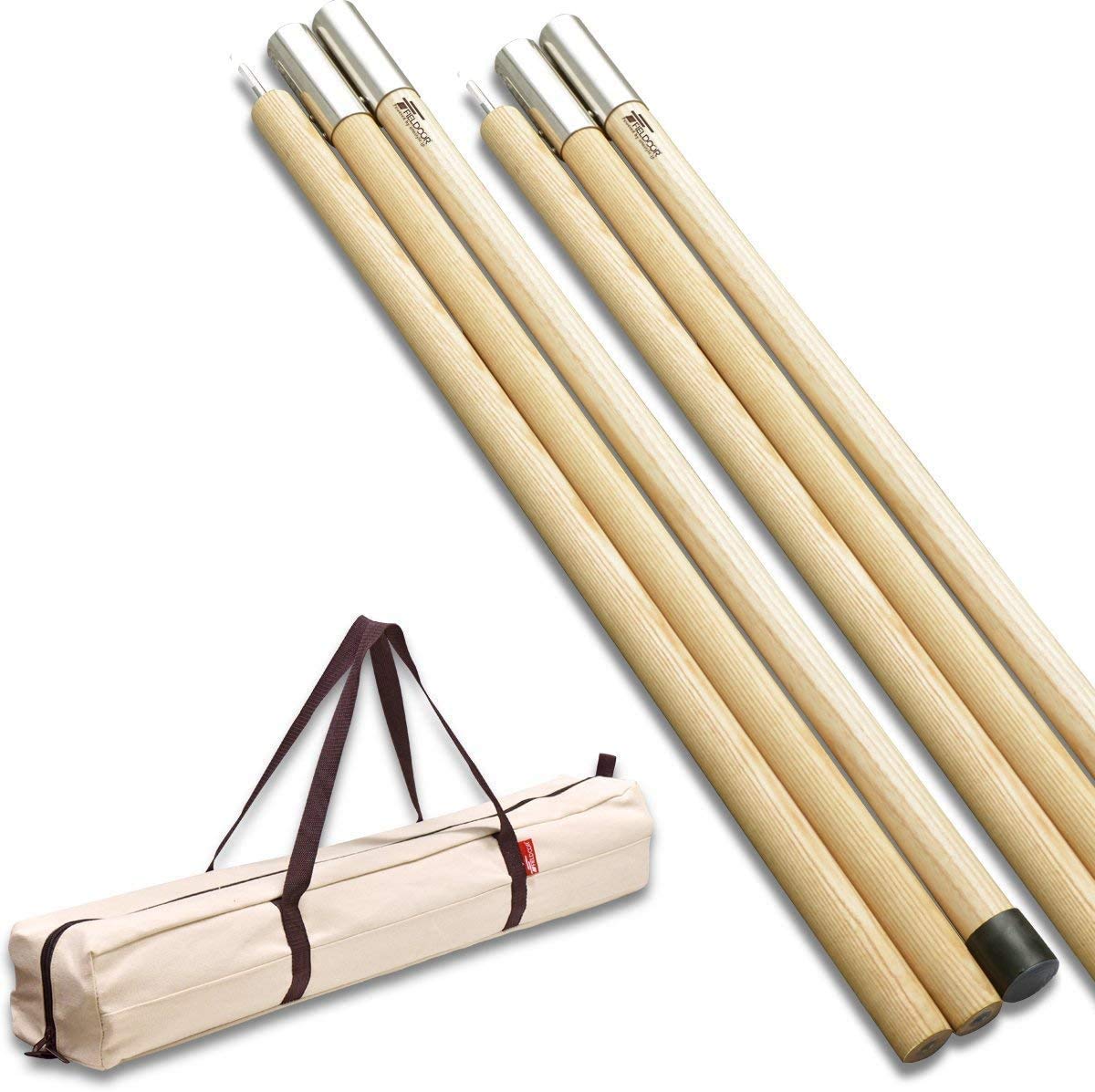 Amazon | FIELDOOR 木製テントポール 直径32mm （3本連結/240cm/ポール