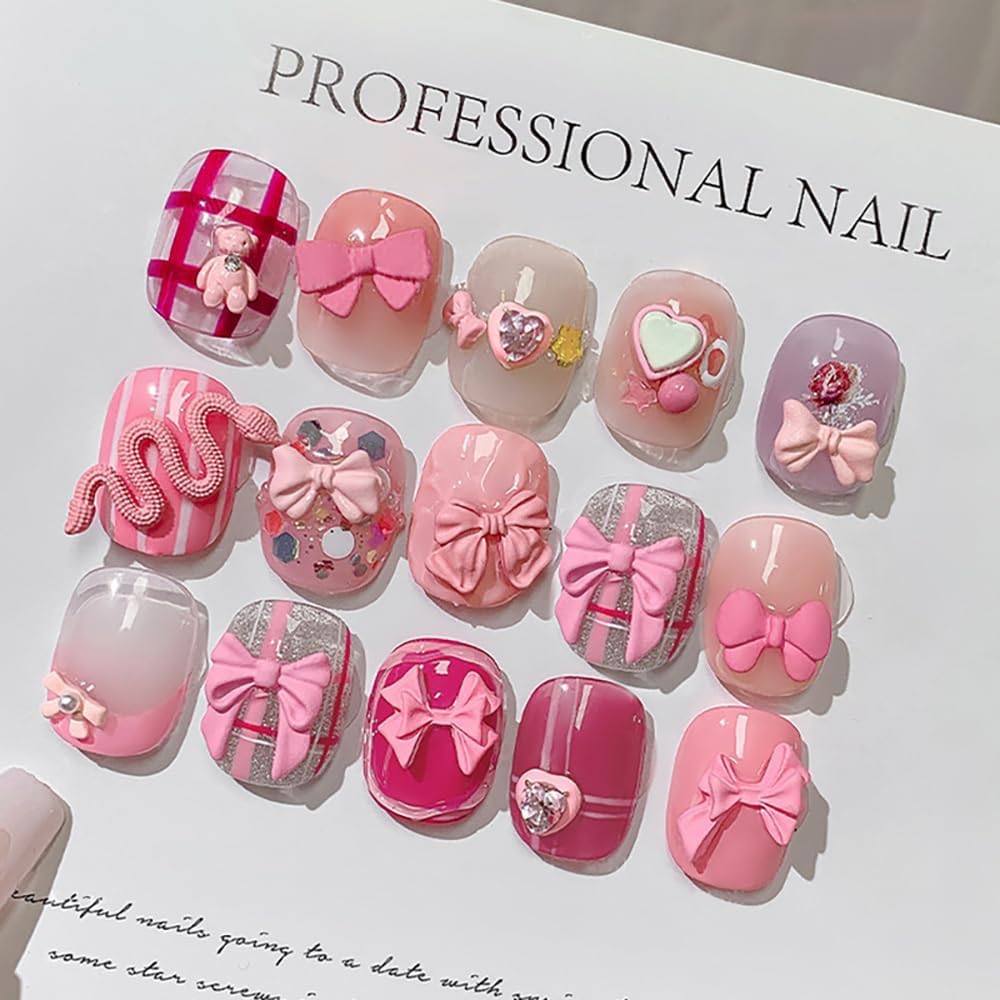 Amazon | 23個 3D ピンクネイルパーツピンクリボンネイルチャーム
