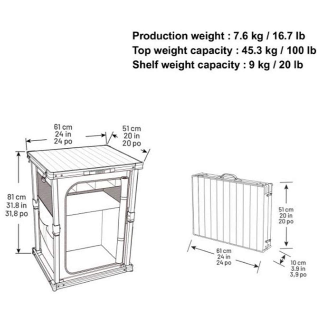 TIMBER RIDGE キャンプ パントリー 折り畳み式 簡単組み立て式 Amazon