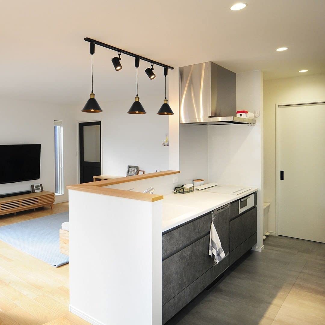 Amazon.co.jp : KIVEN 3個パック ブラック レトロペンダントライト 長