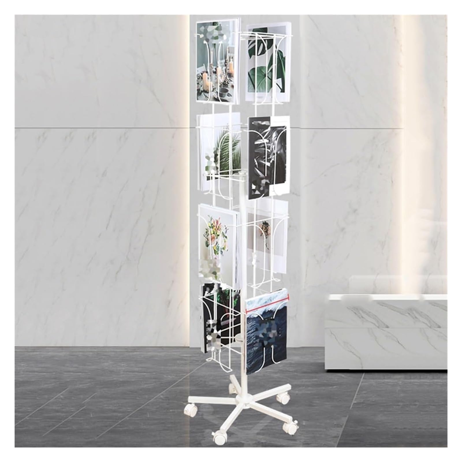 Amazon｜フロアマガジンラック 回転式パンフレットディスプレイ