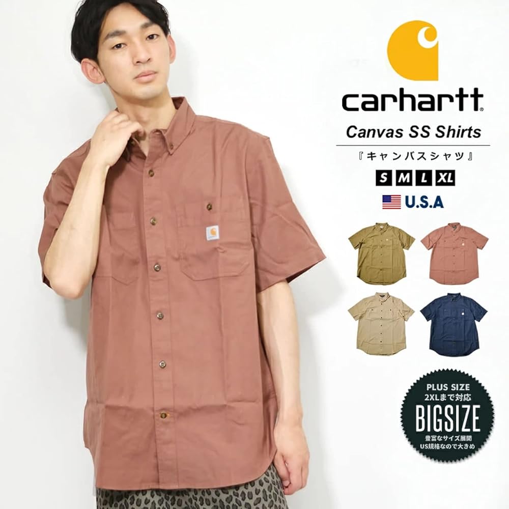 Amazon.co.jp: [カーハート] ワークシャツ メンズ 半袖 大きいサイズ