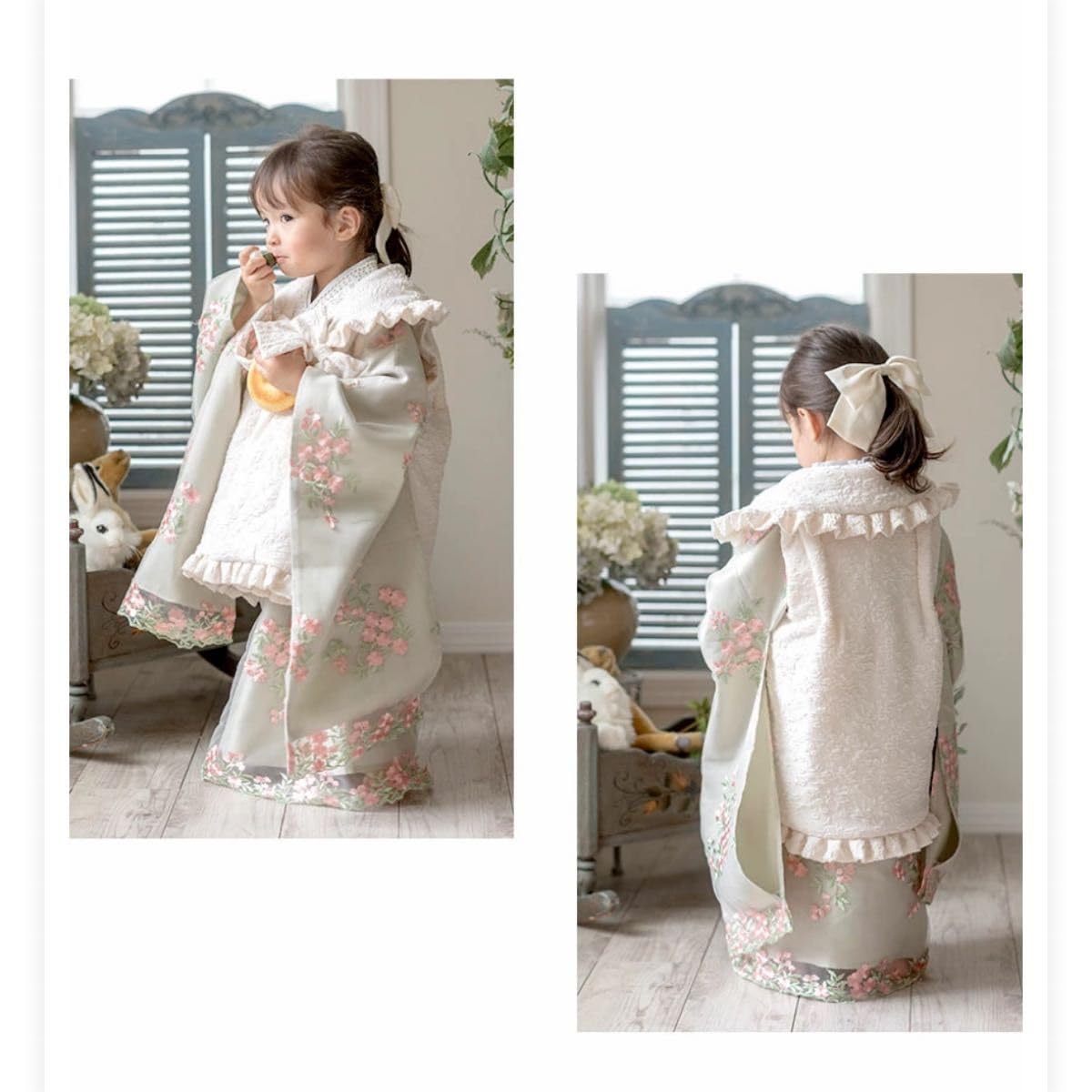 キャサリンコテージ七五三フラワーレース着物ワンピ+被布スリッポン