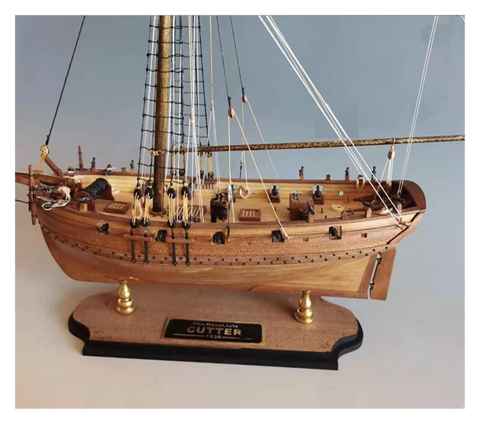 帆船part2-D(全てハンドメイド) ショップ 木製帆船模型 船台付き (全て