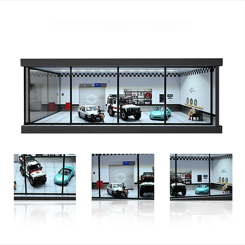 Amazon.co.jp: NUEIOVRW 1 64 ジオラマ カーガレージモデル LED照明