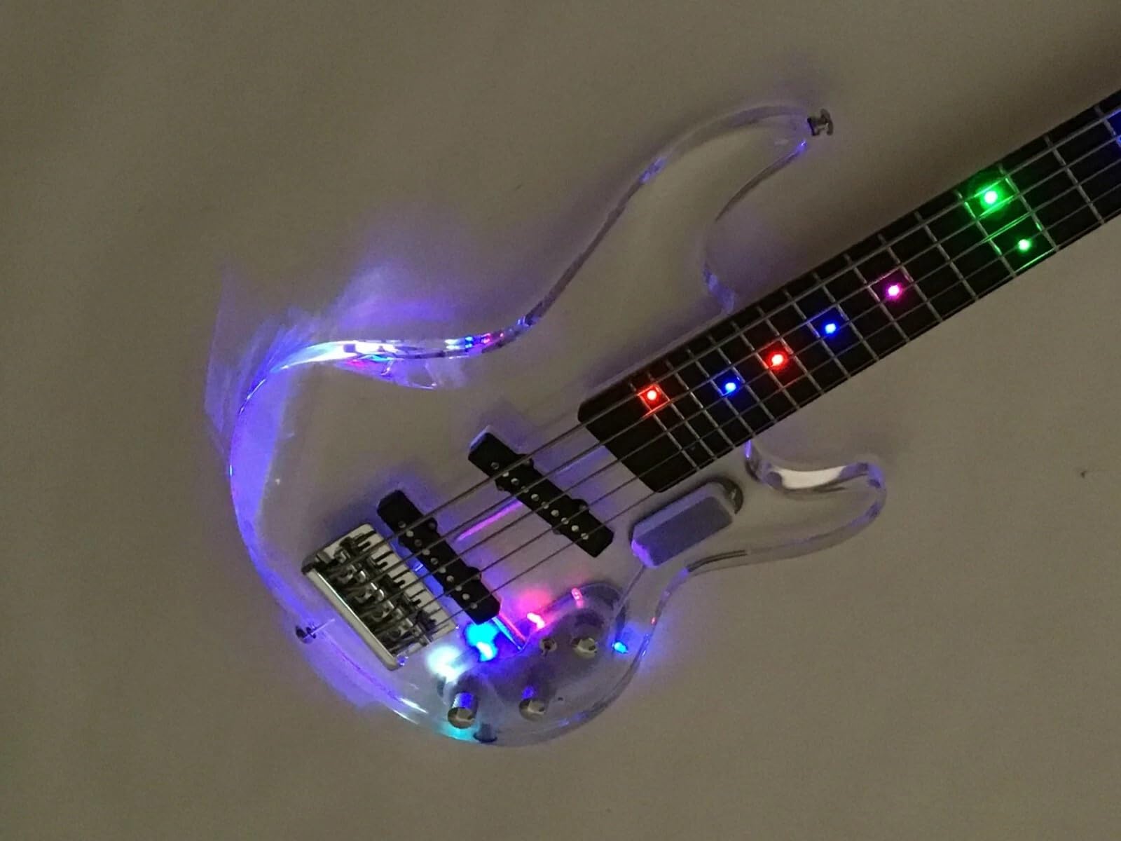 Amazon | LEDライト付き透明アクリルベース エレキギター, マルチ