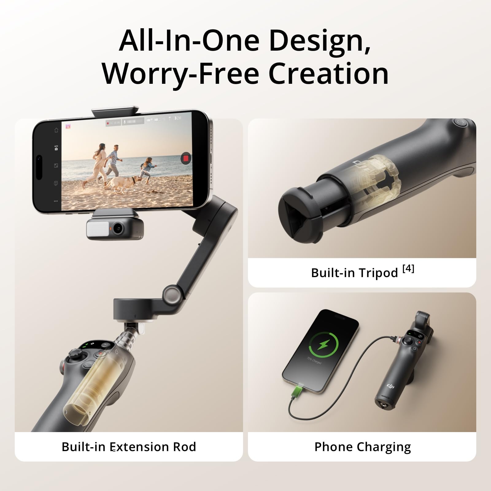 DJI Osmo Mobile 7P+Mic Mini TX , Gimbal-Stabilisator für iPhone