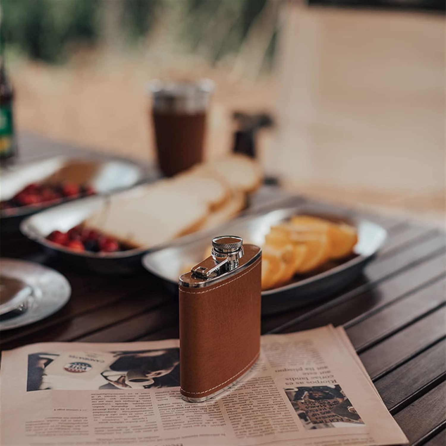 Amazon.co.jp: スキットル チタン ヒップフラスコ携帯用和風携帯用革