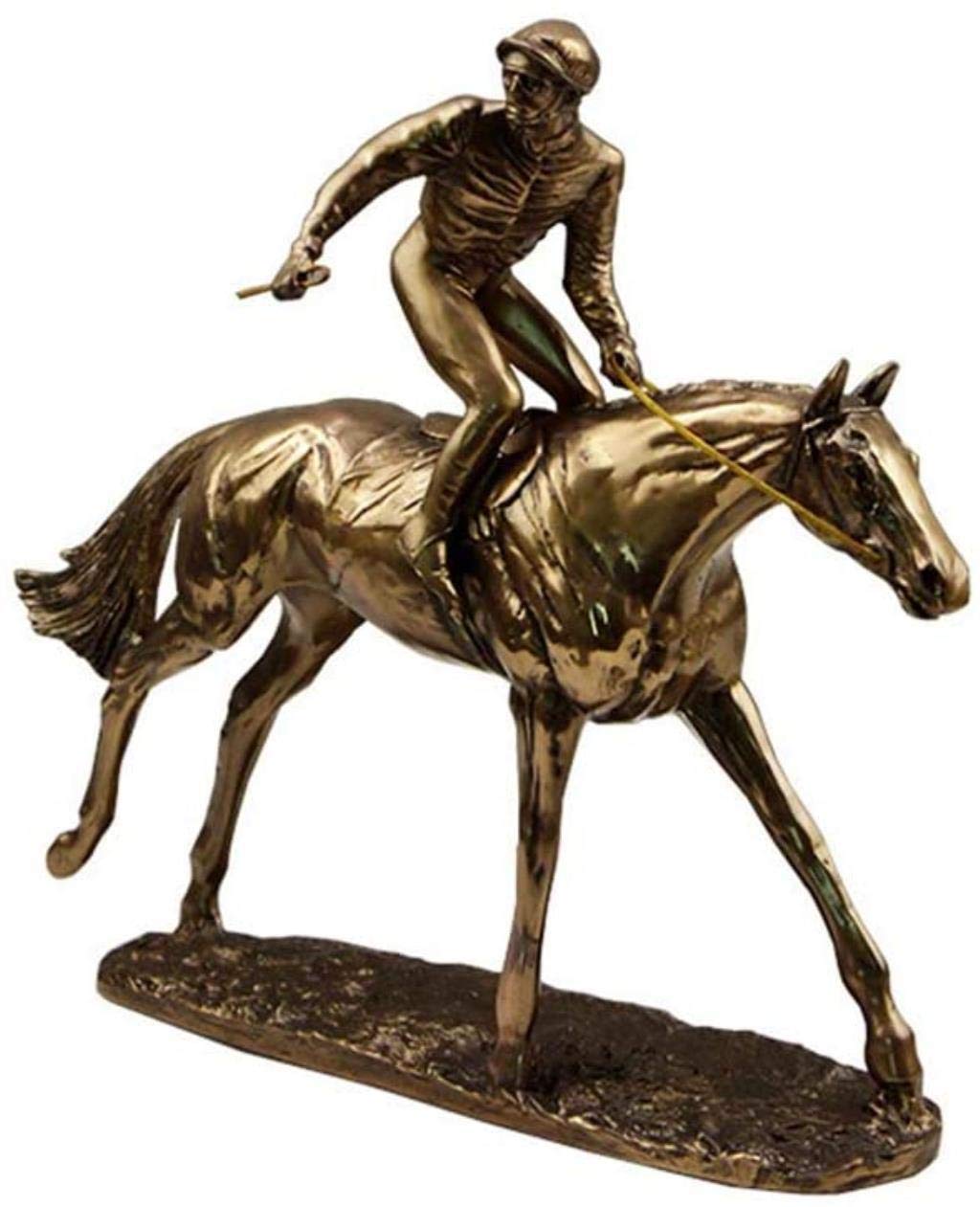 Amazon.co.jp: ギャロッピング競走馬ジョッキー彫刻、コールドキャスト