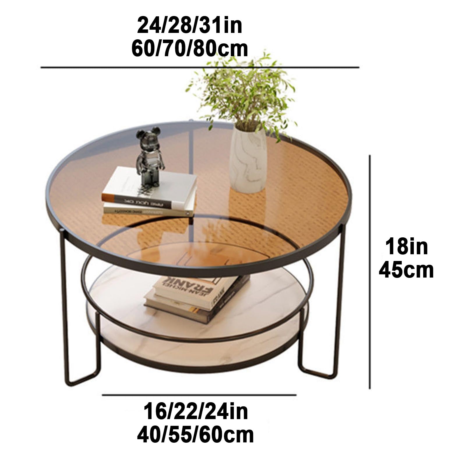 Amazon.co.jp: リビングルーム用ガラスコーヒーテーブル、ラウンドロー