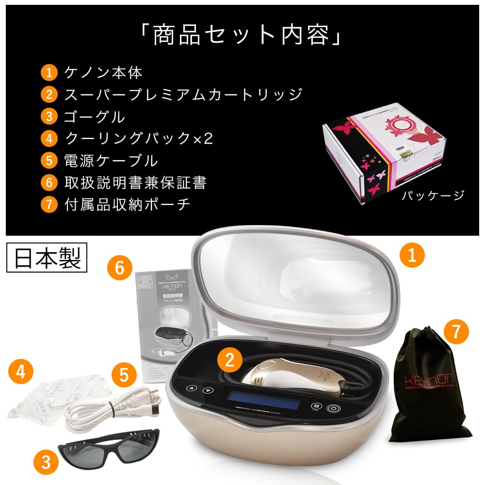 ケノン脱毛器8.6 本体と付属品 ケノン脱毛8.6