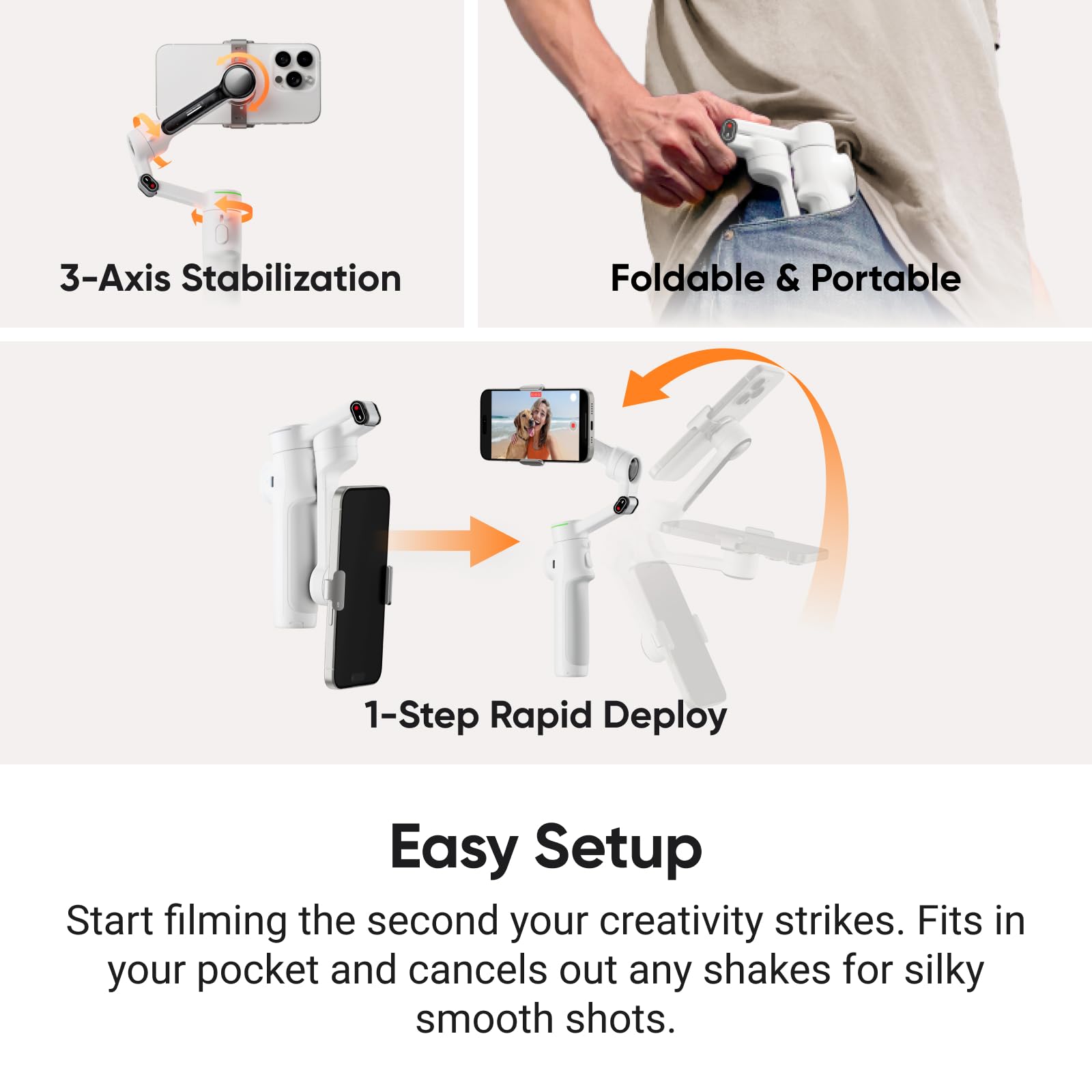 Amazon.com: Insta360 Flow 2 Pro Vlog Bundle White - Foldable AI