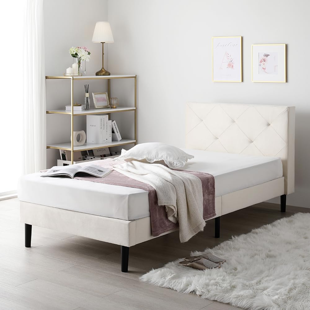 Amazon｜RASIK ベッド シングル ベッドフレームのみ アイボリー