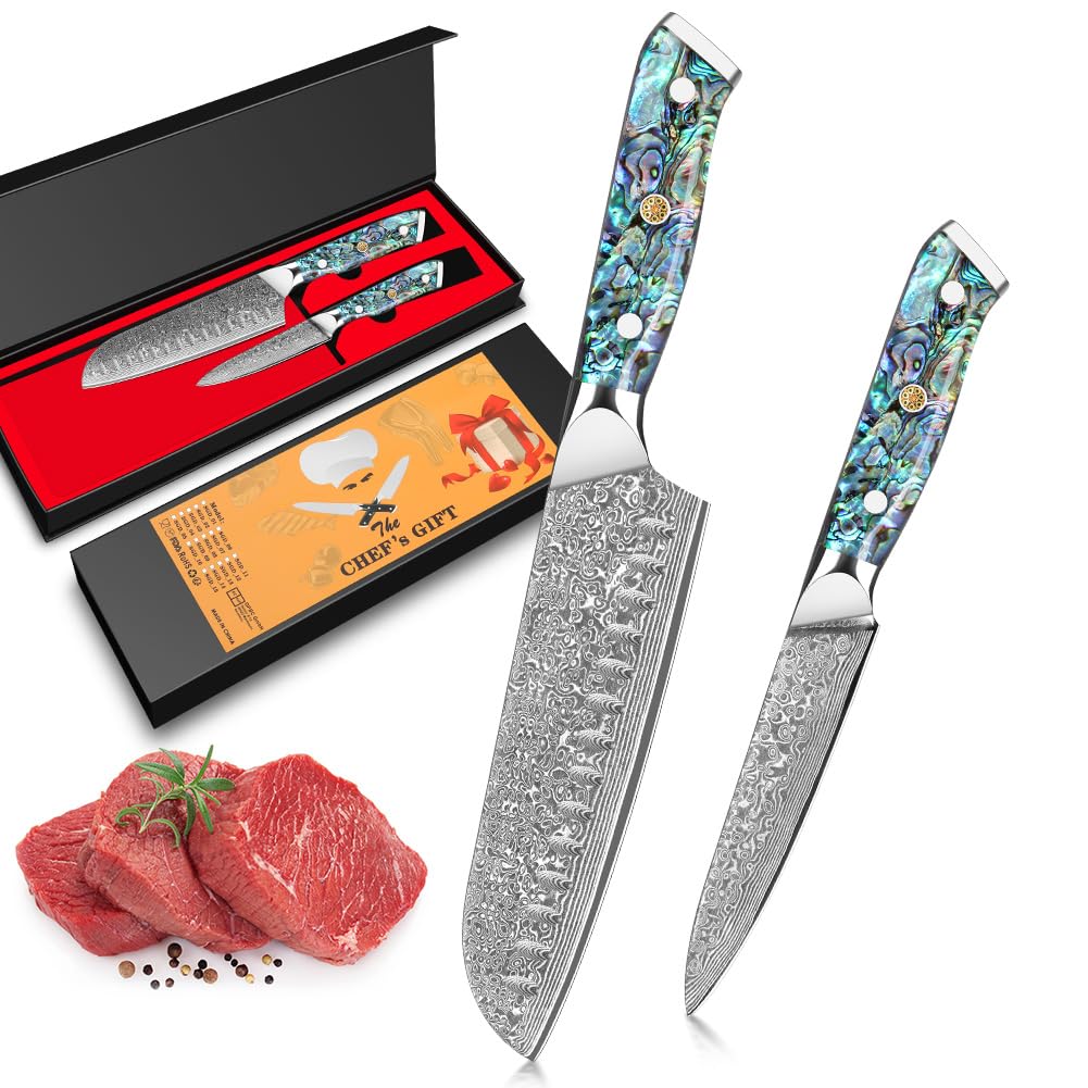 Amazon | KyushuBlade 包丁 三徳包丁 ダマスカス包丁 刃渡り180mm