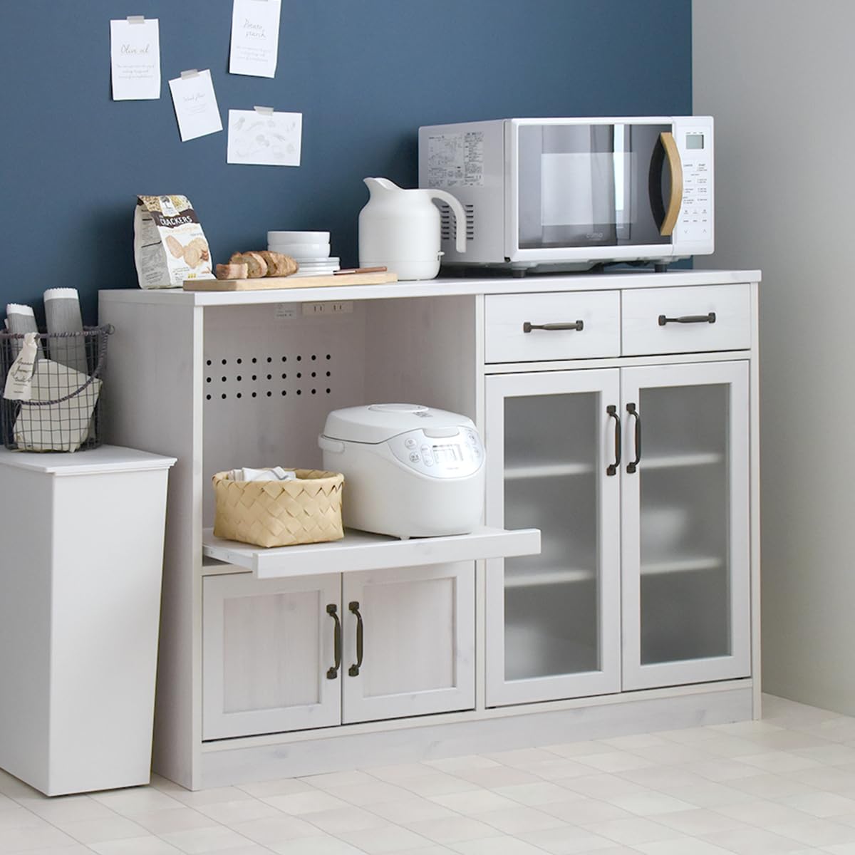 Amazon｜レンジ台 白 ワイド カウンタータイプ レンジボード キッチン