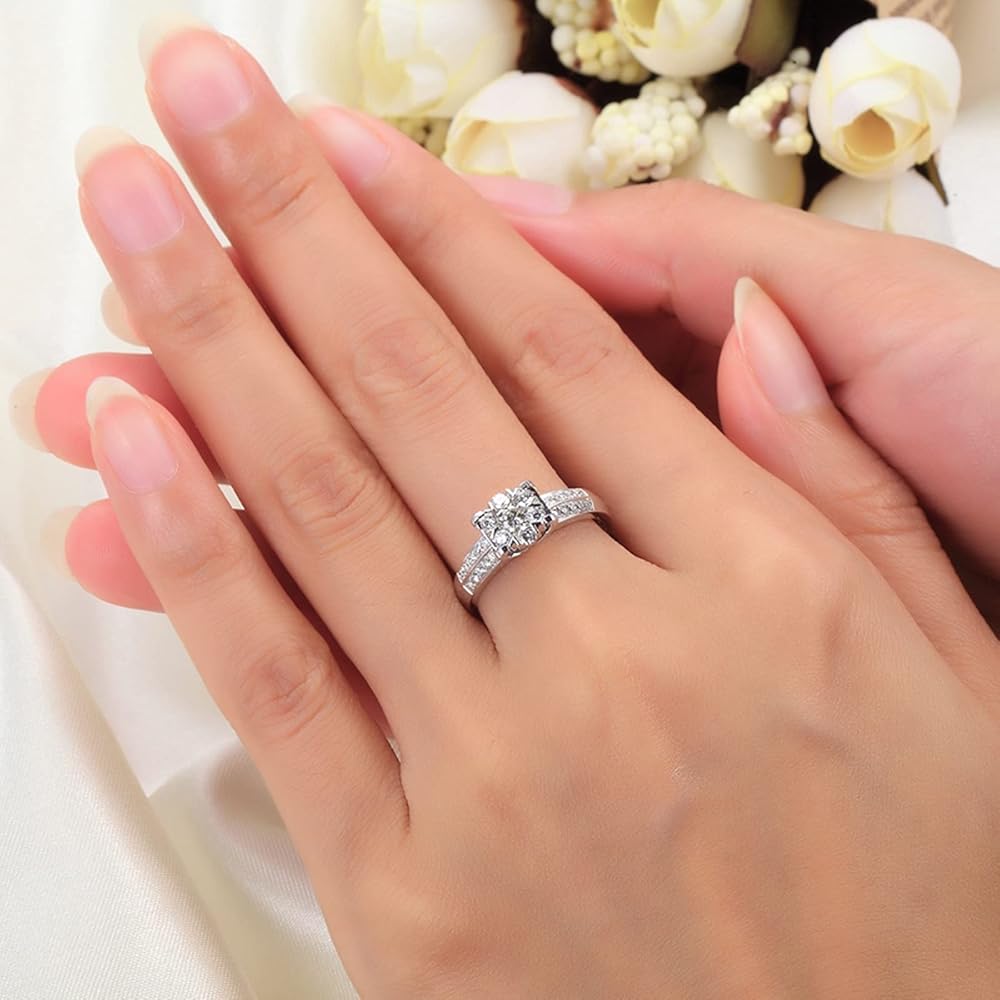 Amazon.com: Daesar 18K White Gold Rings Band Promise Rings Her