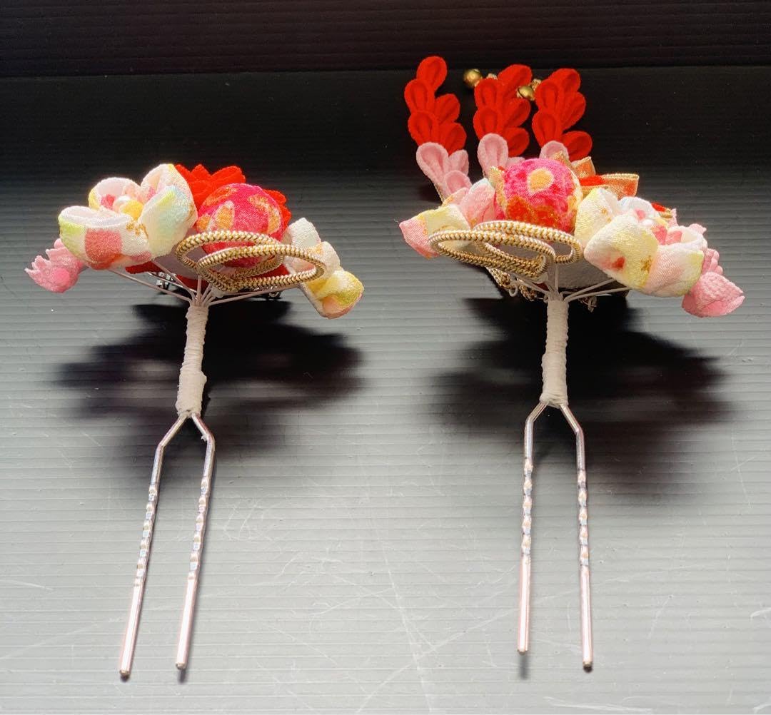 Amazon.co.jp: 七五三髪飾りセット つまみ細工 日本髪 かんざし 7歳