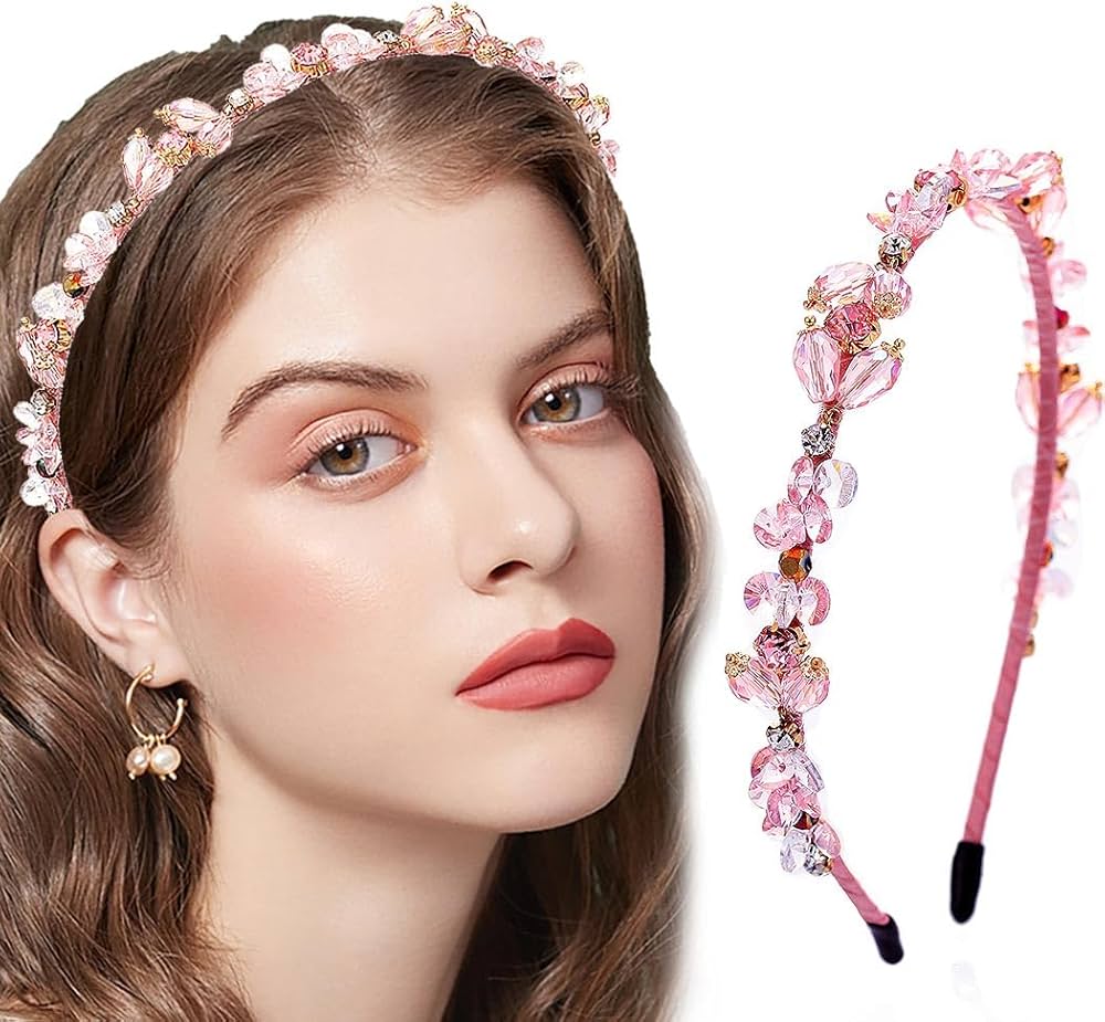 Amazon.com : Coridy Pink Rhinestones Headbands for Women Crystal