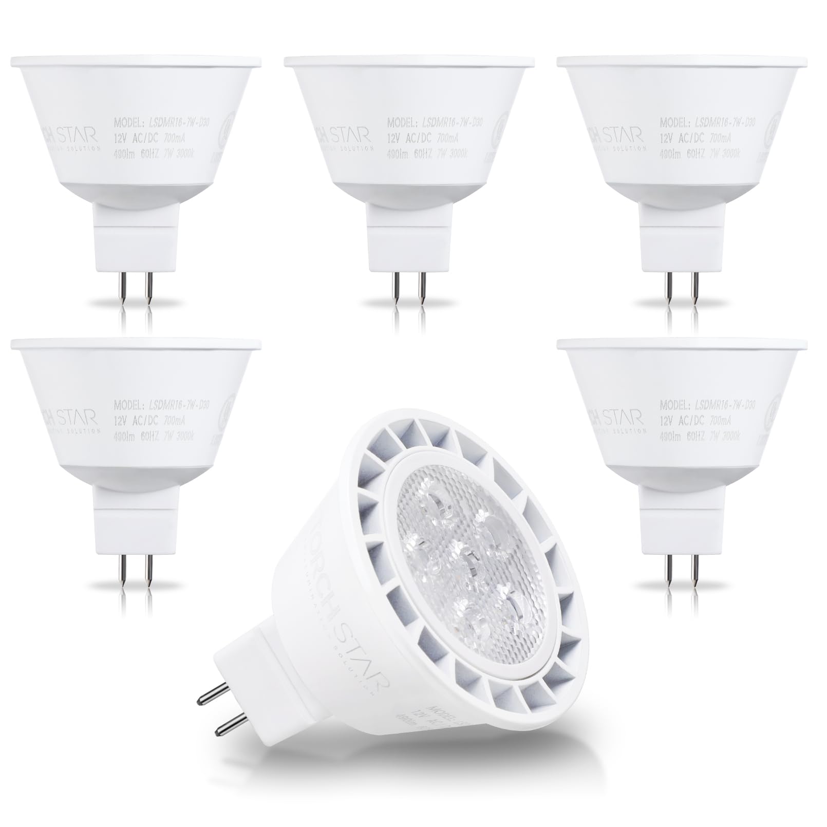 TORCHSTAR MR16 LED Bulb Dimmable, Aluminum, 12V 7W, GU5.3 Bi-Pin