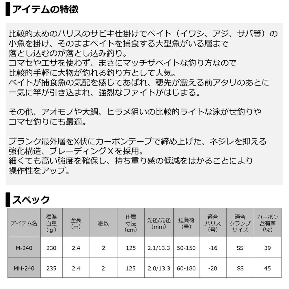 Amazon | ダイワ(DAIWA) 船竿 落とし込みX M-240 釣り竿 | ダイワ