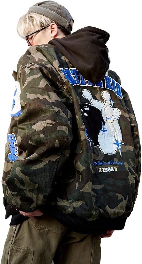 Amazon | [ZANBANG] ブルゾン MA-1 ジャケット 刺繍 迷彩柄 アウター
