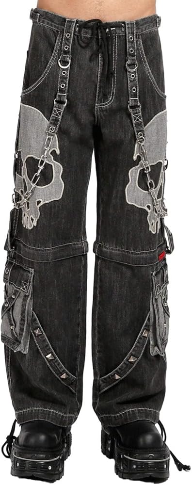 Tripp NYC Maximum Skull Pants [BLK Denim] Baggy Wide Leg Gothic
