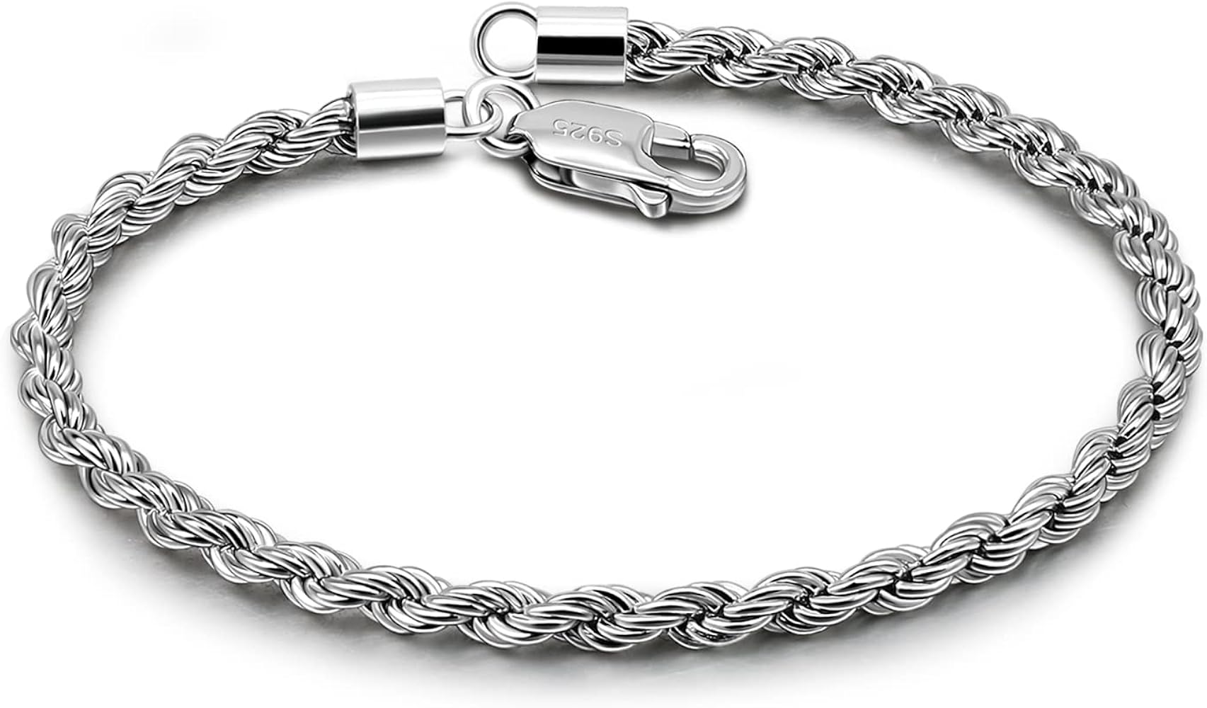 Amazon.com: 925 Sterling Silver Solid Bracelet 0.12'' Singapore