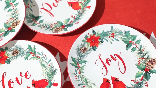 Amazon.com: ZAROCRUS Ceramic Christmas Salad/Dessert Plates, 8.5