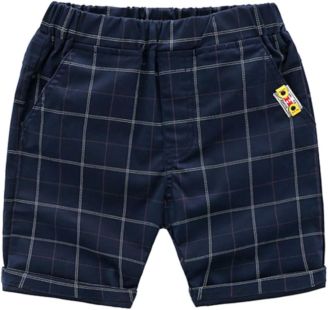 Amazon | [LSMUDKINGDOM] 紺 チェック パンツ キッズ ハーフパンツ