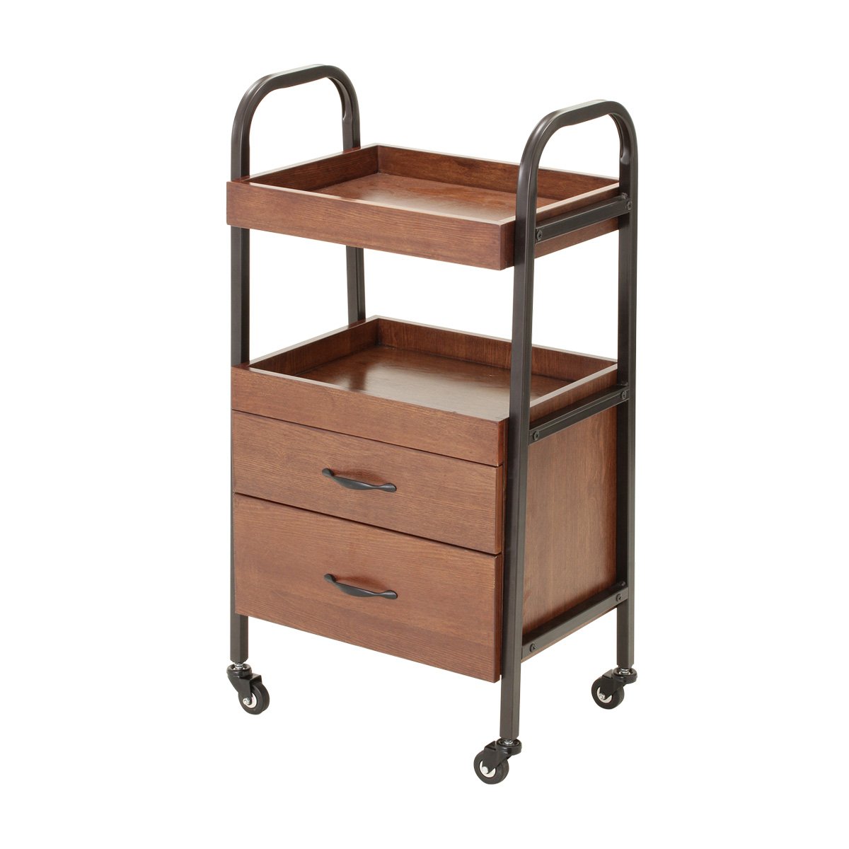 Amazon.co.jp: 高級 木製ワゴン ラック キャスター付き 4段 (引き出し