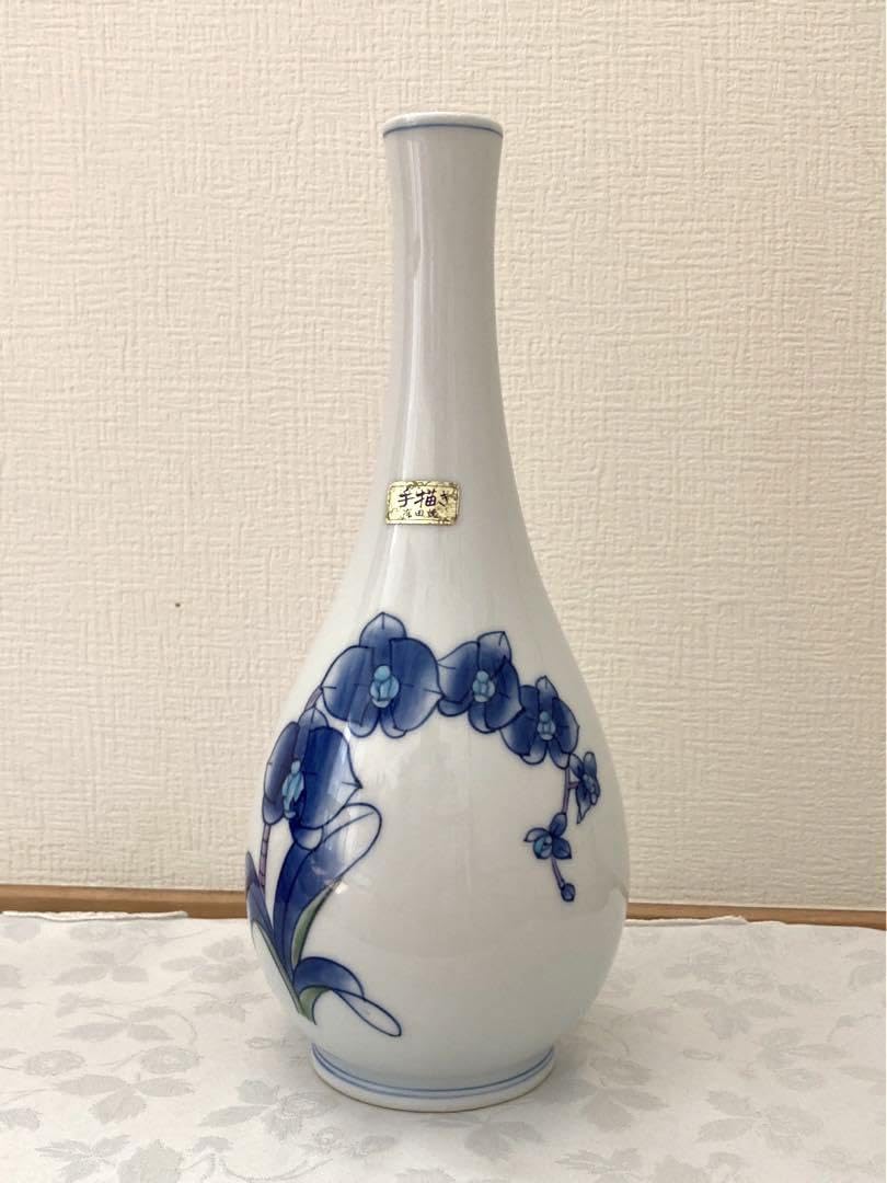 Amazon.co.jp: 有田焼 華山 萬右衛門窯 手描き 染付 胡蝶蘭 ブルー